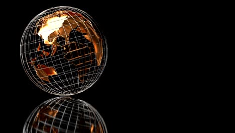 globo dorado gira sobre un fondo negro con reflejo, bucle de video