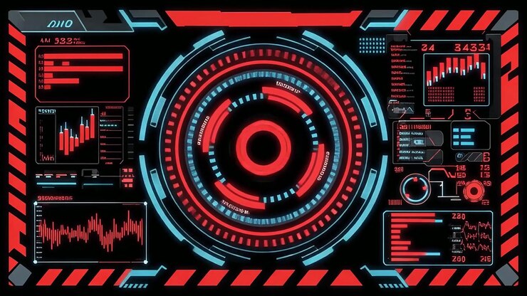 Animated Futuristic HUD User Interface with Digital Data Display