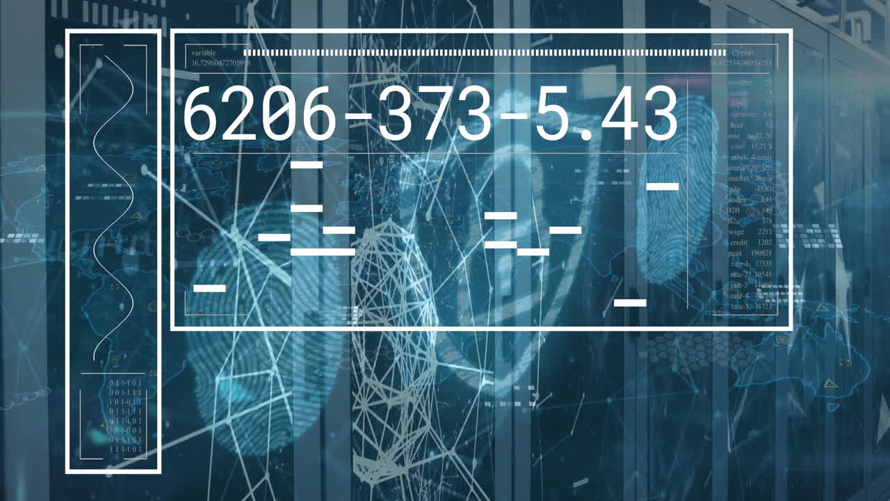 animación del procesamiento de datos a través de servidores informáticos