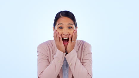 Face,-corporate-news-and-excited-woman-surprise