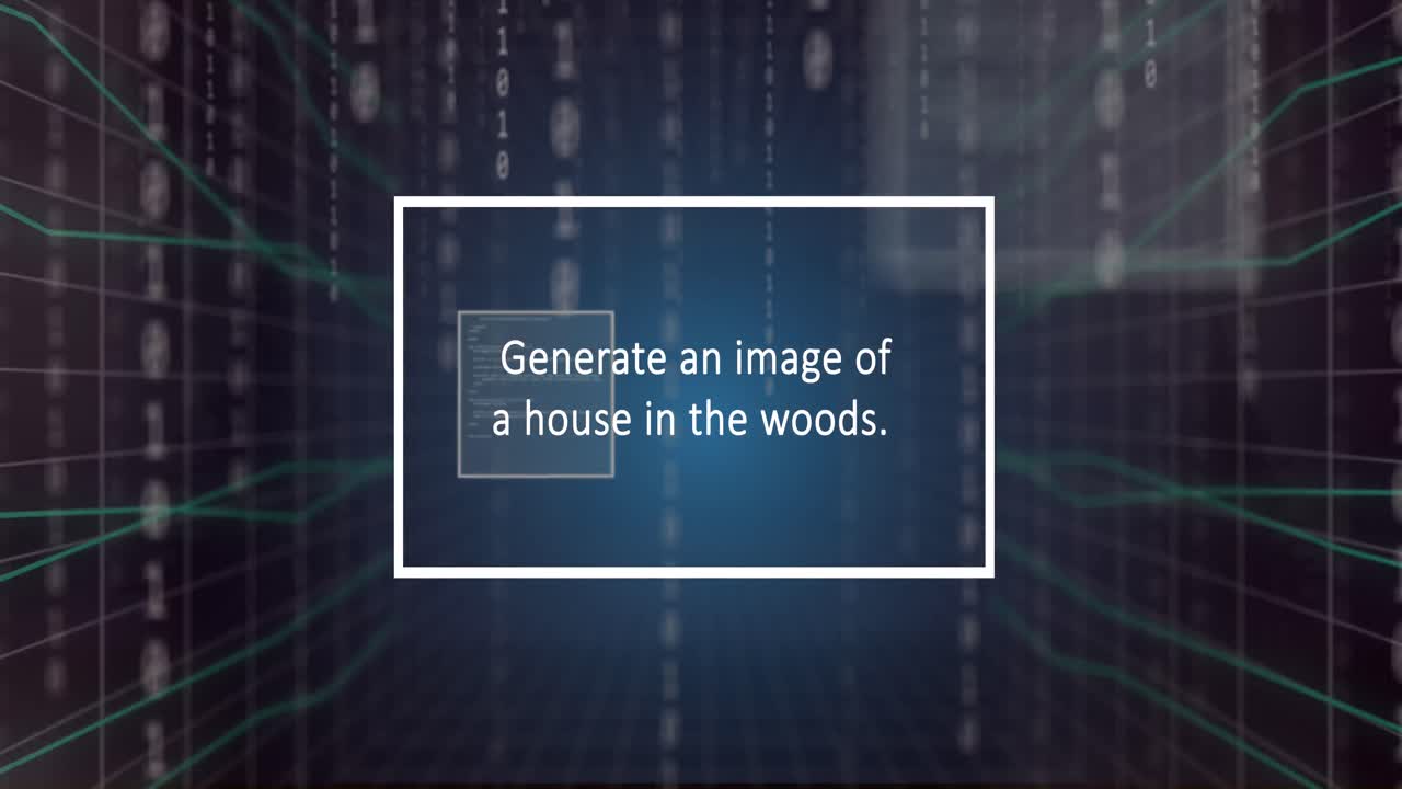 컴퓨터 서버를 통해 ai 텍스트, 아이콘 및 바이너리 코딩의 애니메이션