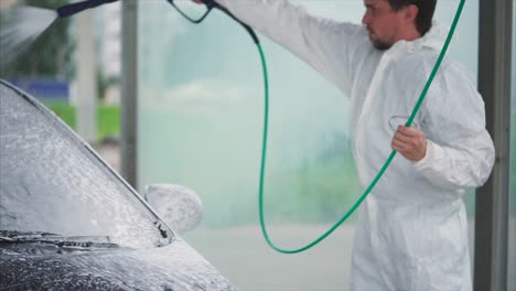 car wash in progress