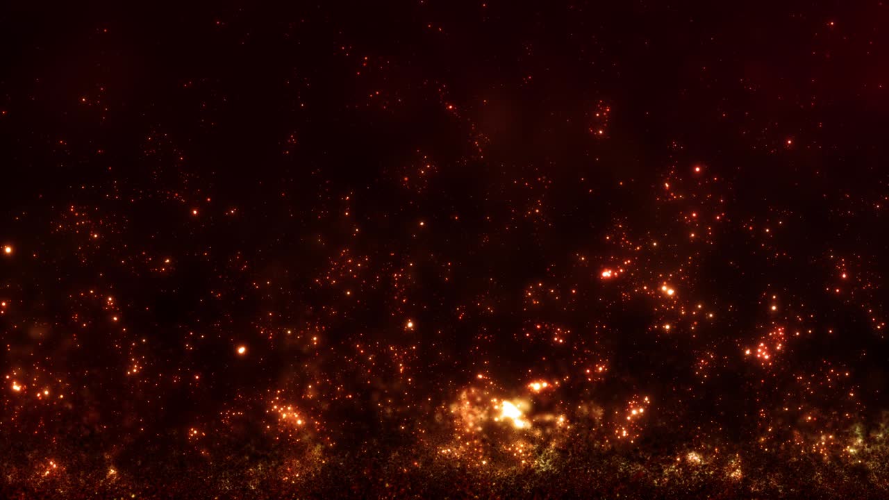 Abstract Magic Fiery Illuminated Orange Quantum Ember Particles Loop Background