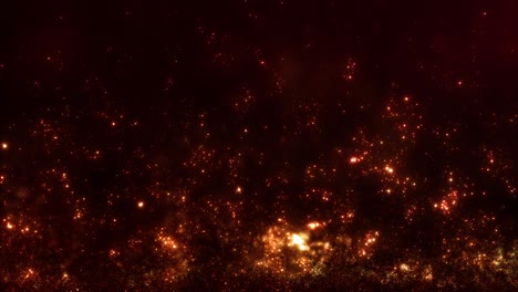 abstract magic fiery illuminated orange quantum ember particles loop background