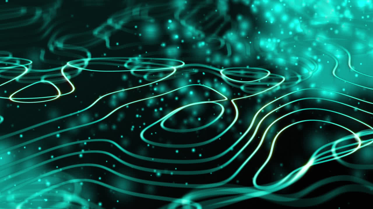 Animation of network of connections with green mesh of data transfer