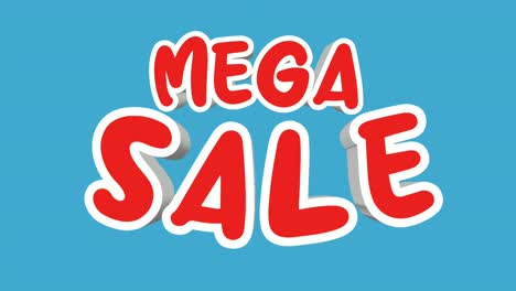 mega sale text moving animation motion graphics on blue background business concept retal shop for video elements