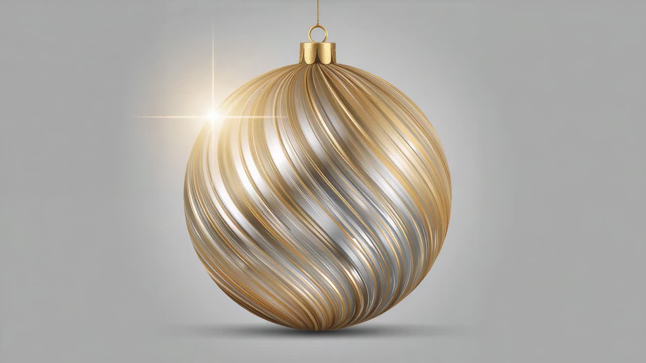 Metallisk ornament, der starter afspilning og roterer med uret i et studie, og viser hætteløkke og stjerneblænding
