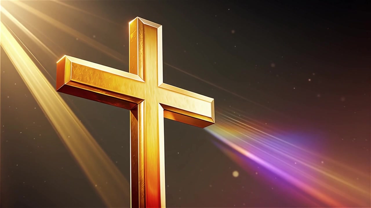 Croce Cristiana Luce Celestiale Sfondo per il Culto.