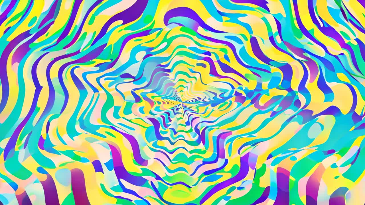 Grafica in movimento astratta e vibrante con linee ondulate pulsanti.