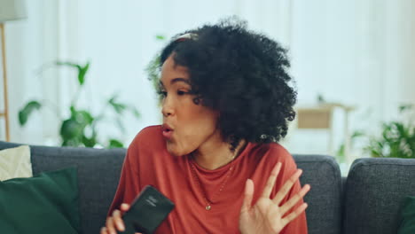 phone, music and dance with a black woman singing