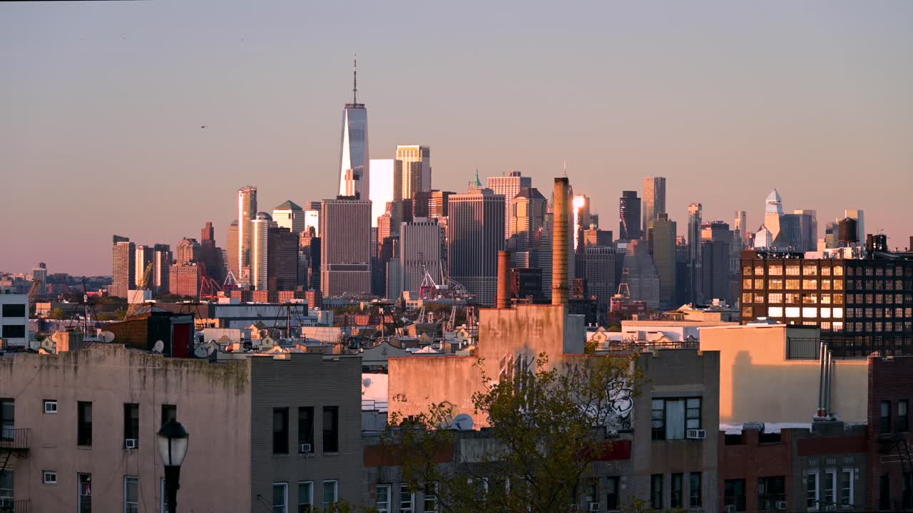 브루클린의 선 파크에서 맨해튼 하부 스카이라인의 숨막히는 풍경