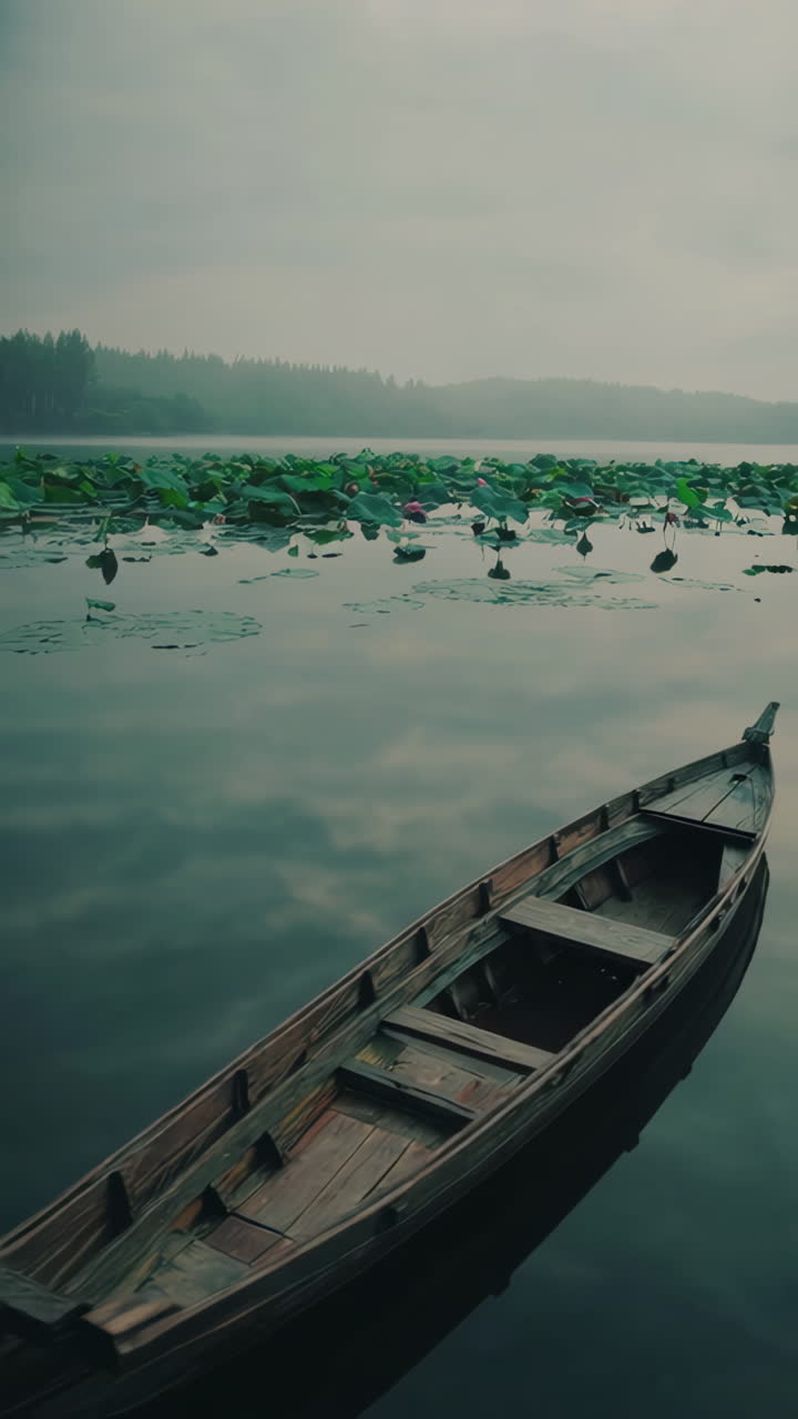 Tranquil Morning on a Misty Lotus Pond