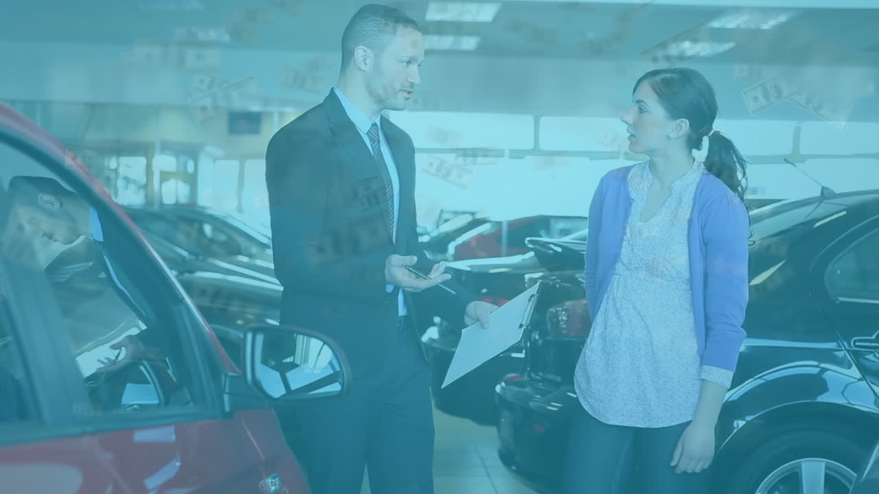 다양한 사업가들에 대한 달러 지폐의 애니메이션