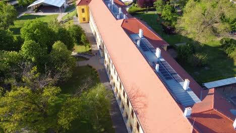 Aerial-View-Of-Rabazoki-Museum,-Former-Kapuvar-Palace,-In-Kapuvar,-Hungary