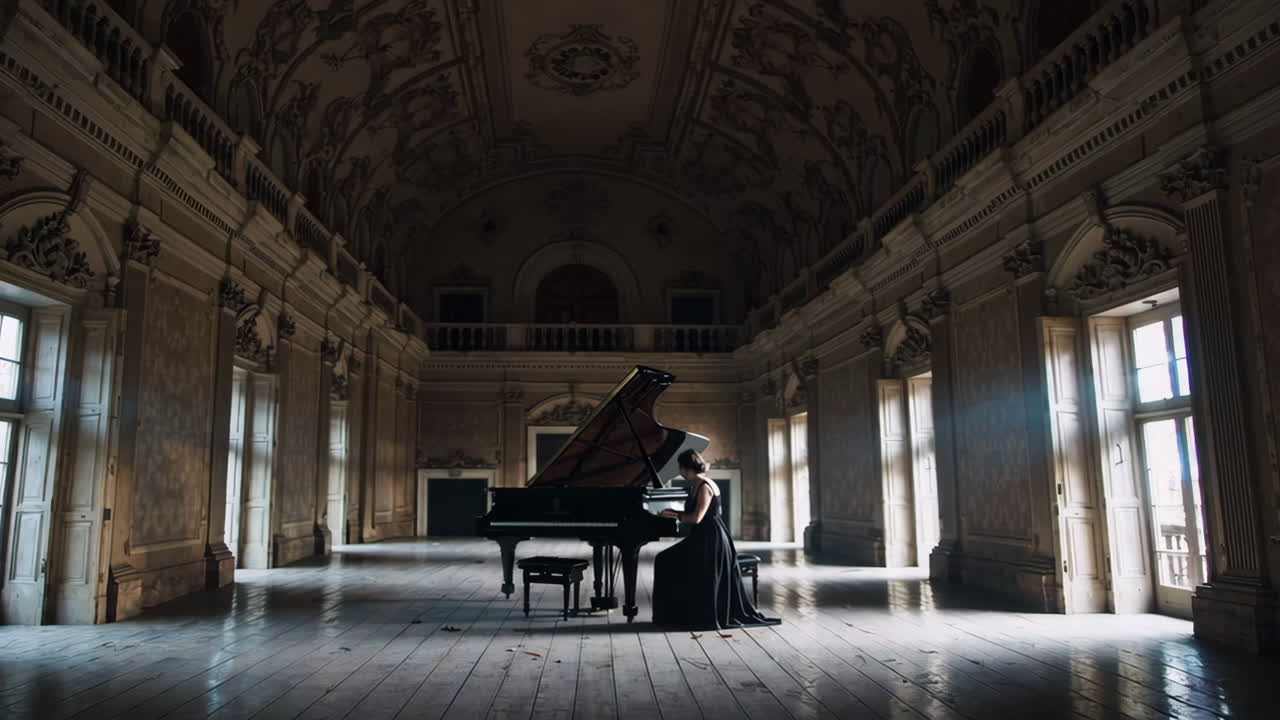 Pianist in an Old Grand Hall
