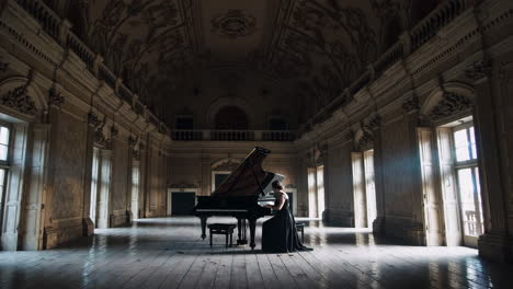 pianist in an old grand hall