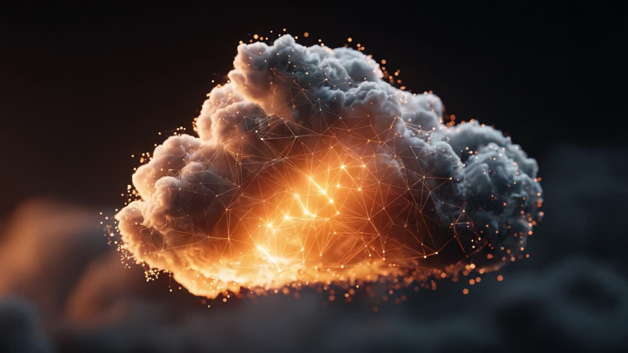 A Stunning Transformation of a Digital Cloud Through Illumination: Observing the Captivating Evolution of Light, Texture, and Structure in 3D Rendering