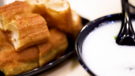 congee with dough sticks in hong kong