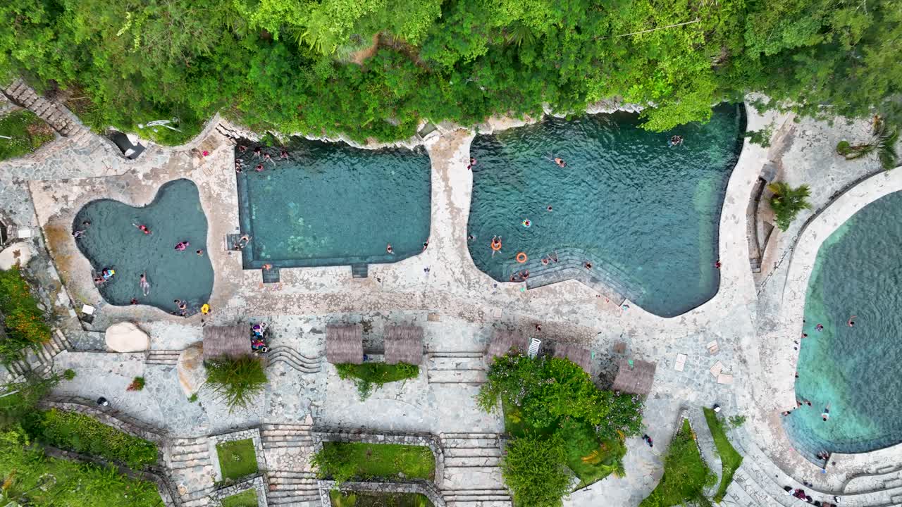 온천 코칼마요, 산타 테레사, 페루, 안데스 산맥, 남아메리카-4의 공중 비행 드론 보기