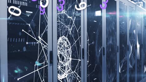 animation of changing numbers, connections, net and lights over servers