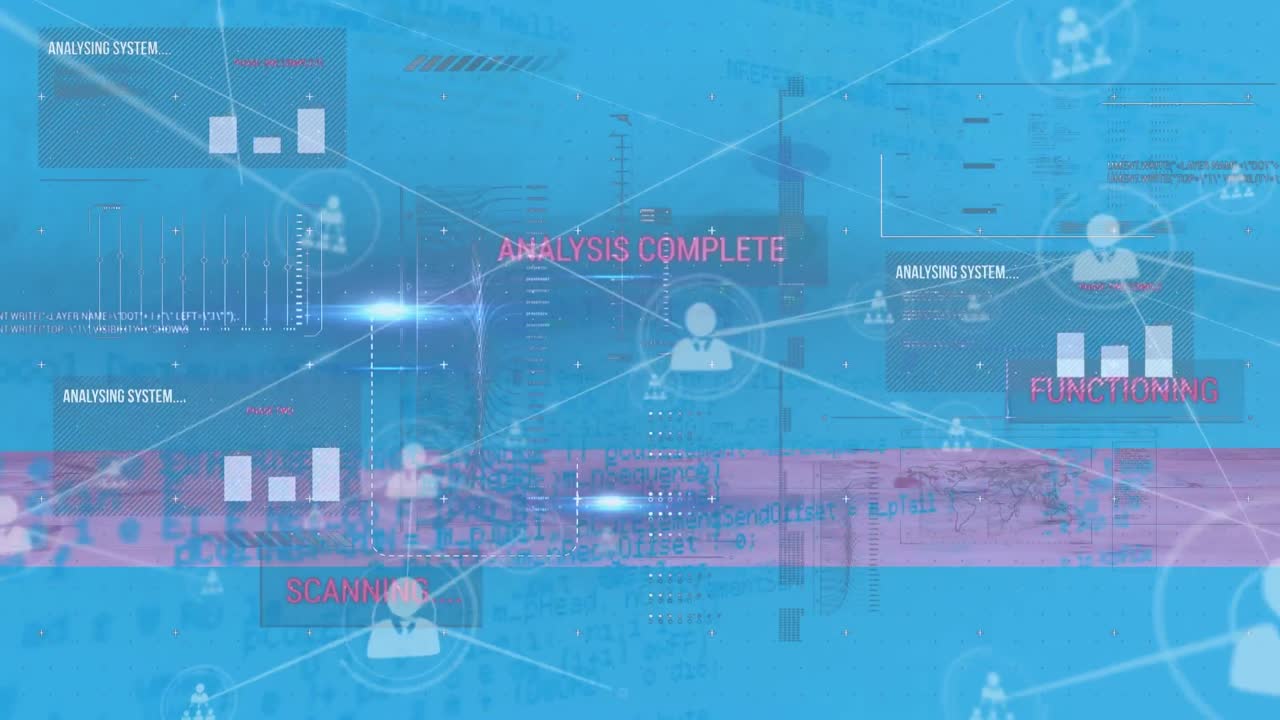 Animation of statistics and data processing over network of connections