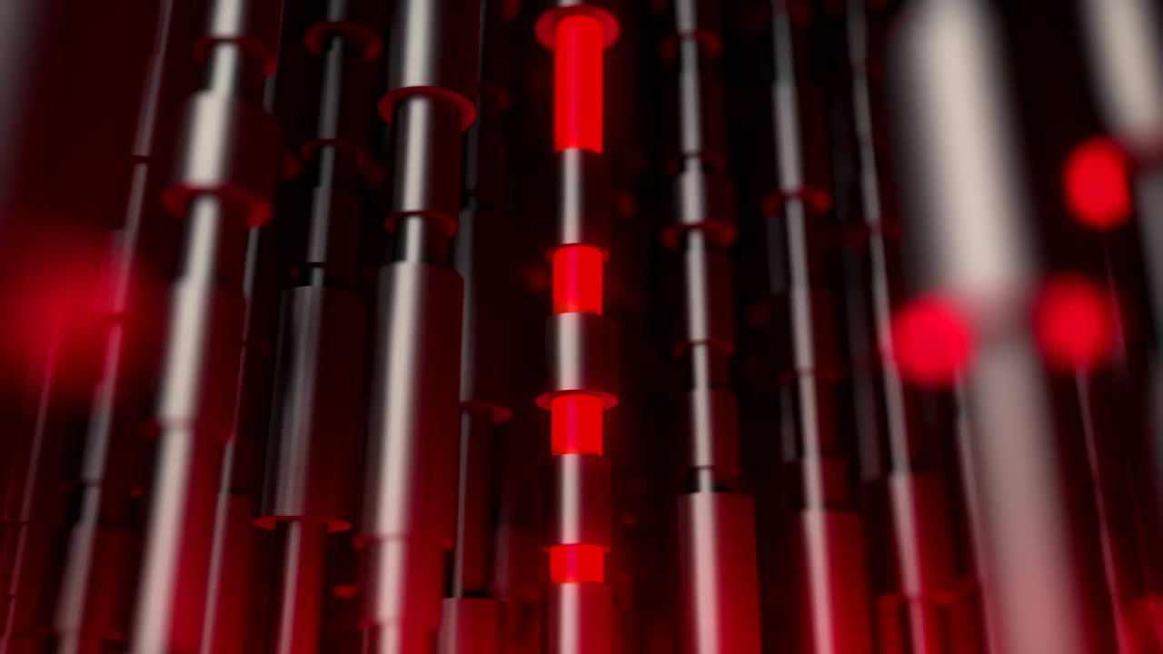 промышленные черные трубы с горячим металлом внутри движутся вверх и вниз.