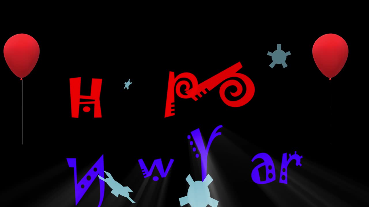 신년 축하 문자 연주와 풍선 비행