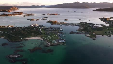 beautiful inlets in the norwegian sea during sunset