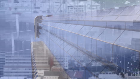 animación de edificios de oficinas modernos y paisaje urbano
