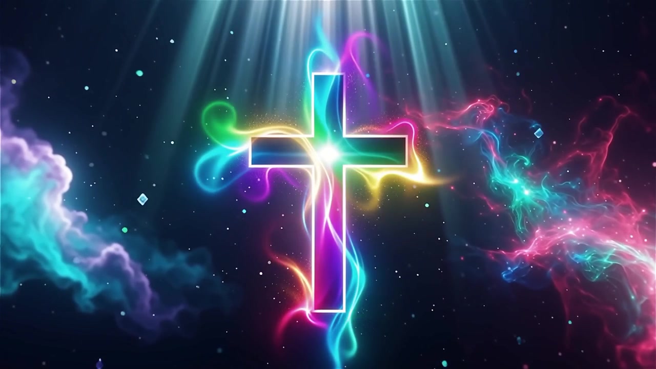 Christian Cross Heavenly Light Worship Background