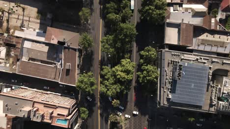 bird eye view shot of alameda avenue in downtown of santiago de chile, uhd 4k aerial