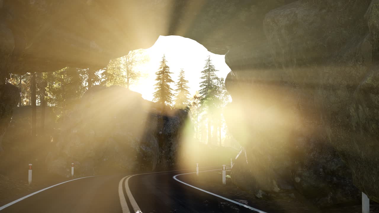 산 속 의 바위 로운 도로