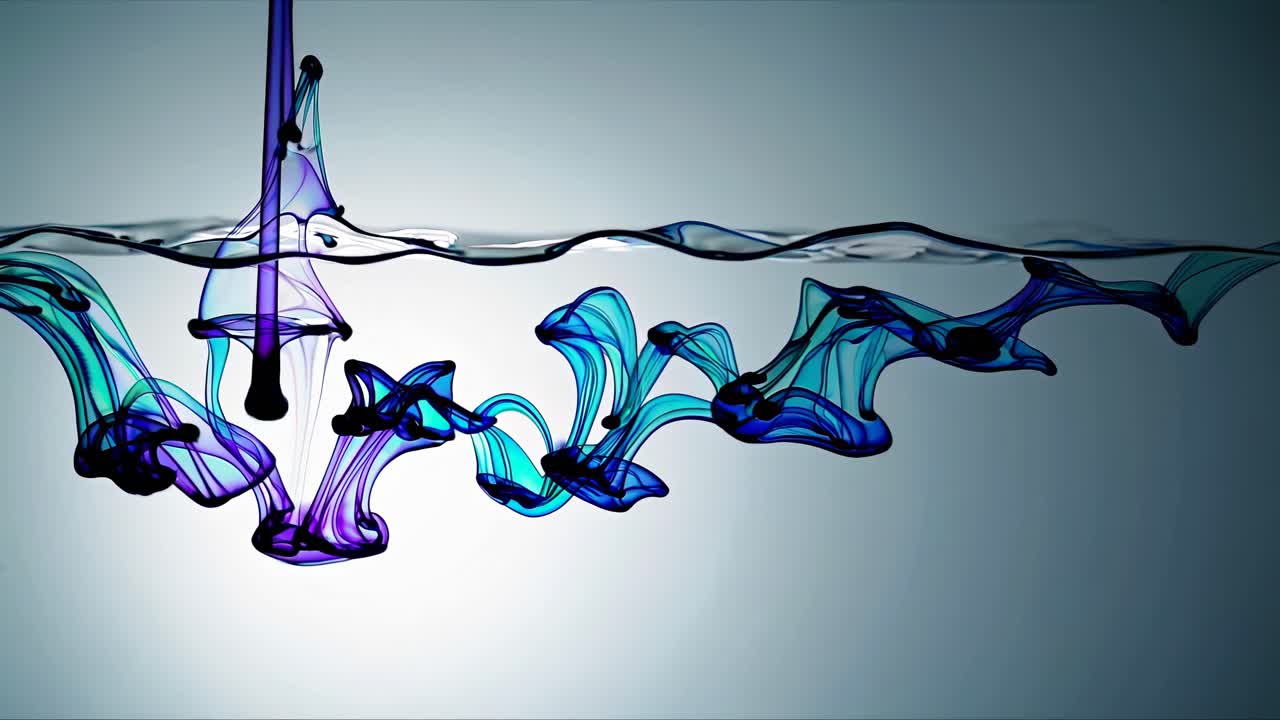 물 속에서 흐르는 다채로운 잉크