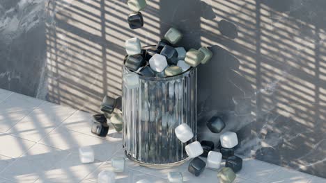 modern geometric still life with cubes in vase