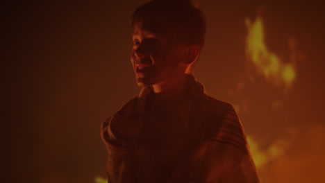 emotional journey in fiery glow