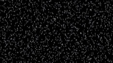 black abstract background with flying small numbers changing their values from 0 to 9. animation. seamless abstract background