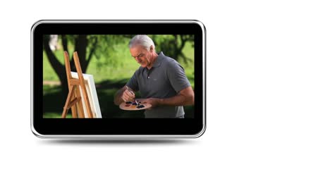 montage of retired persons relaxing outdoors