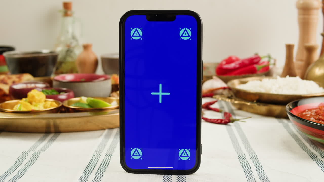 Close-up view of a delicious spicy curry served in a colorful bowl with a spoon, ready for a tasty meal.