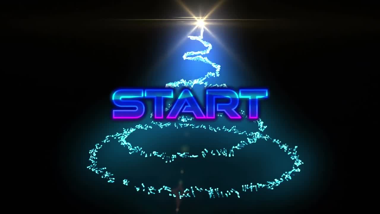 animación del texto de inicio sobre el rastro azul de luz