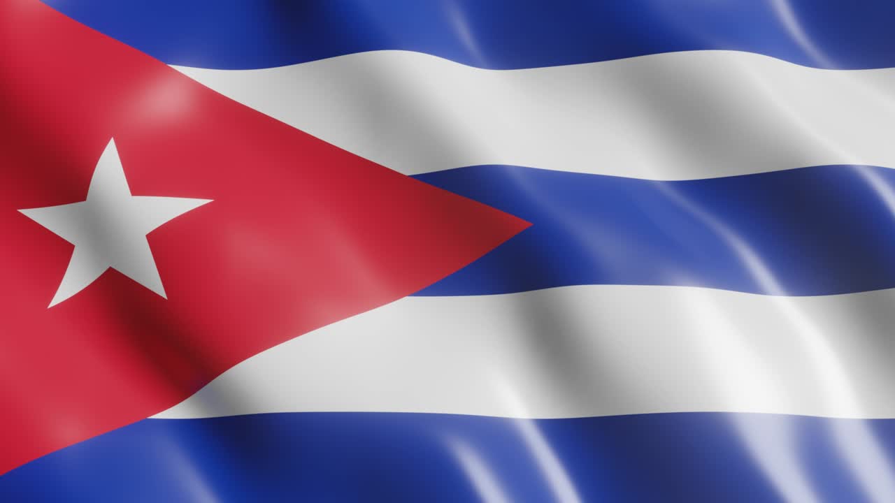 Rendering 3D della bandiera di Cuba che sventola. Bandiera nazionale su sfondo ventoso. Video clip animato 4k realistico in loop continuo.