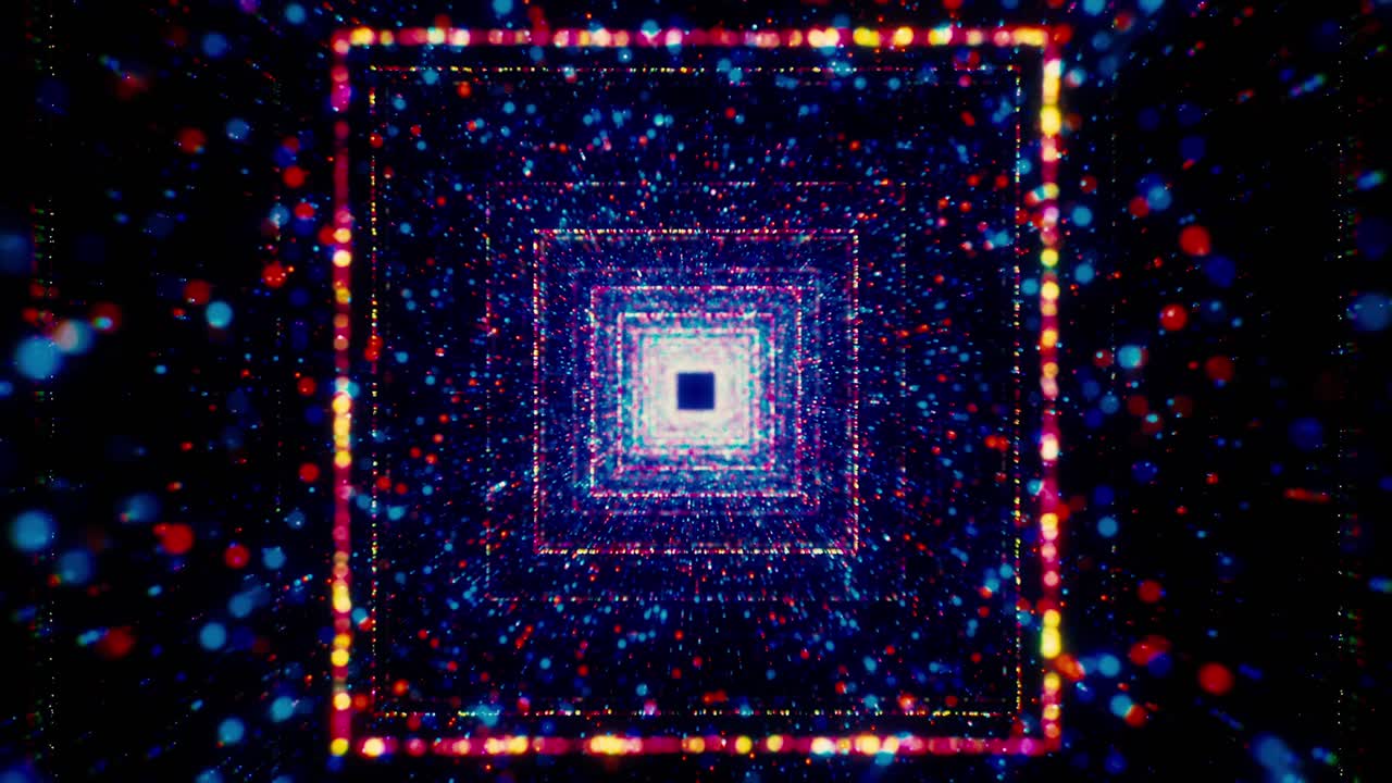 túnel 3d abstracto con luces de neón y patrones geométricos