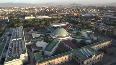 orbital drone shot of lecumberri historical prison in mexico city