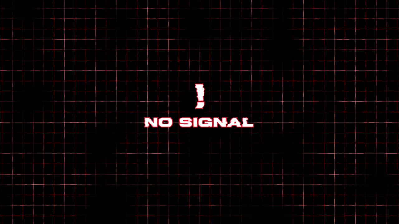 No Signal Message on Red Grid Background