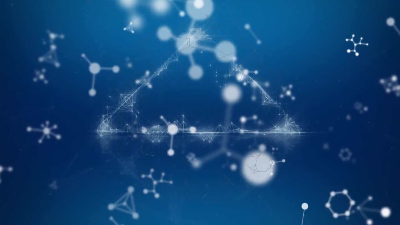 Animation of network of connections and molecules over blue background
