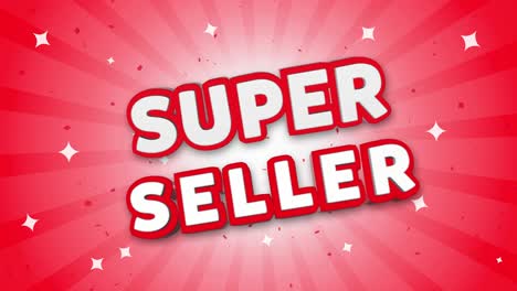 super seller 3d text on red sparkling falling confetti background ad promotion discount offer sale