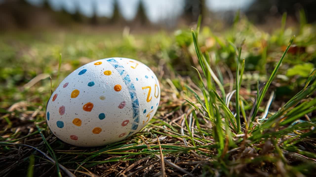 A Delightful Decorative Egg Nestled Amongst Fresh Green Grass in a Sunlit Field Capturing the Beauty of Spring Celebrations and Seasonal Festivities