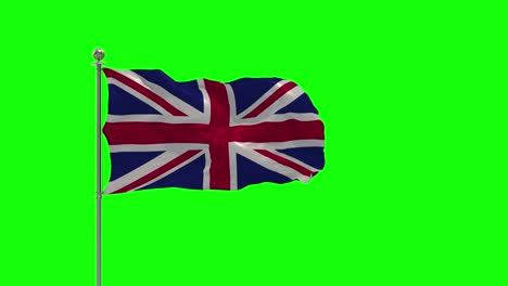 reino unido ilustración 3d de la bandera ondeando en un poste con llave de croma