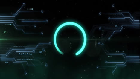 glowing circular animation with circuit-like lines on dark background