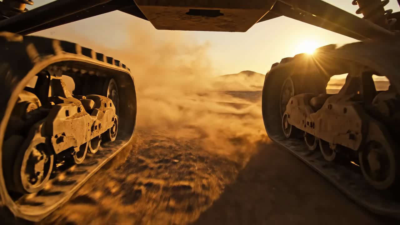 Veicolo cingolato nel deserto