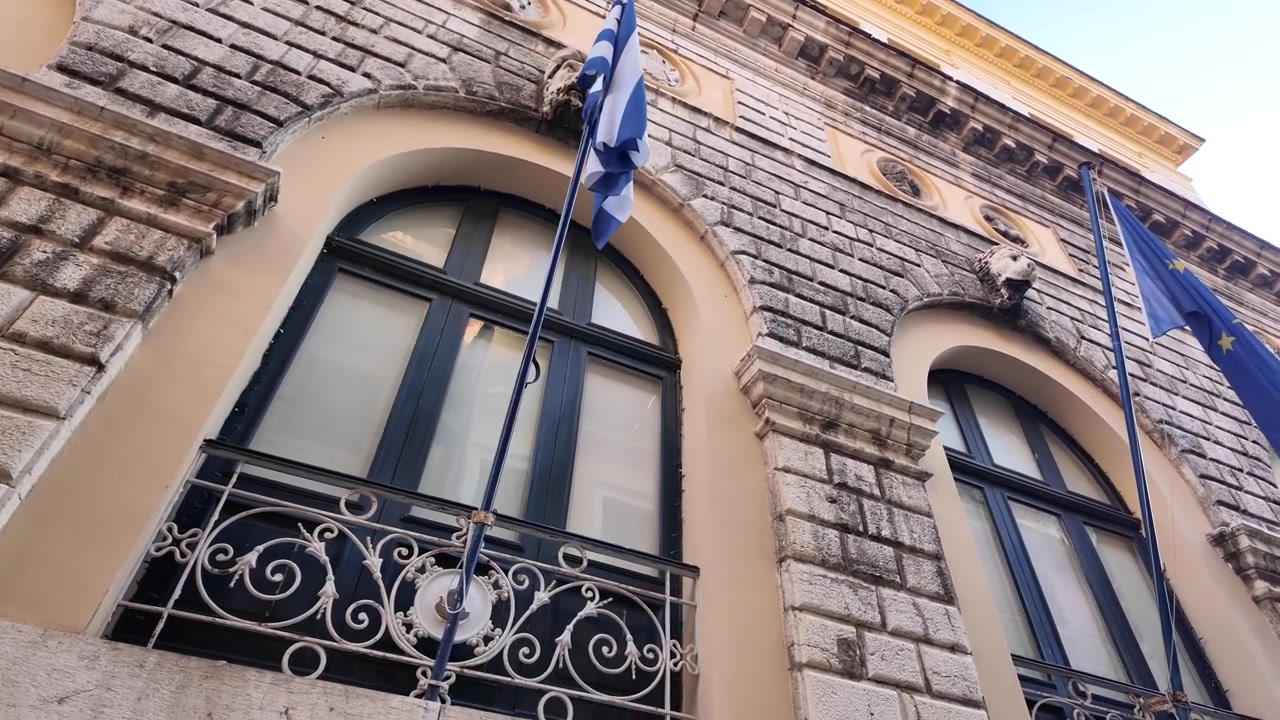 Oude Stad Corfu, Griekenland. Historische huizen en gevels op het Griekse eiland.